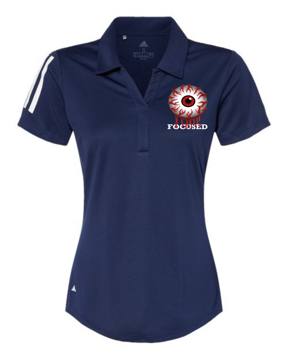Women's Floating 3-Stripes Polo - Pre-Designed - Team Navy Blue/ White front